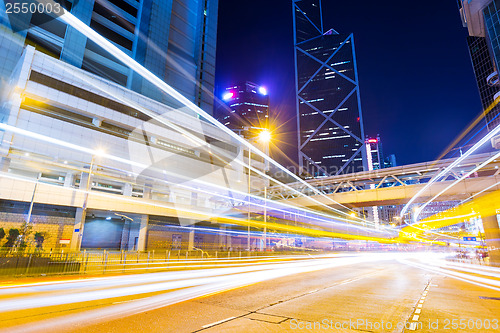 Image of Hong Kong night view with car light