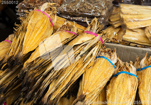 Image of Traditional salty fish in market