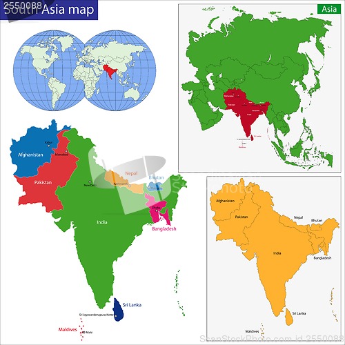 Image of Southern Asia map