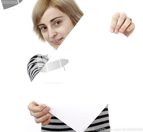 Image of Woman holding a paper