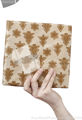 Image of Young woman holding a present