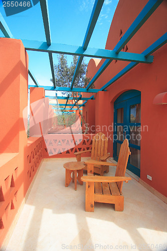 Image of Tropical balcony with sea view