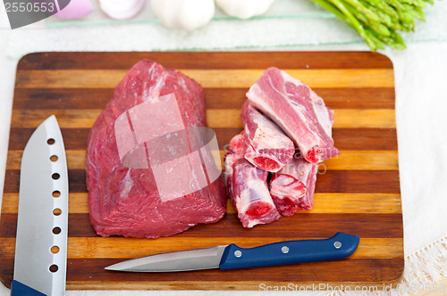 Image of raw beef and pork ribs