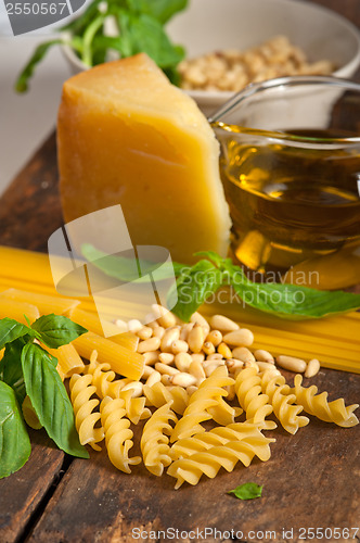 Image of Italian basil pesto pasta ingredients