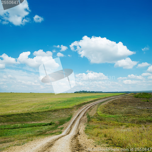 Image of dirty road and blue sky with clouds