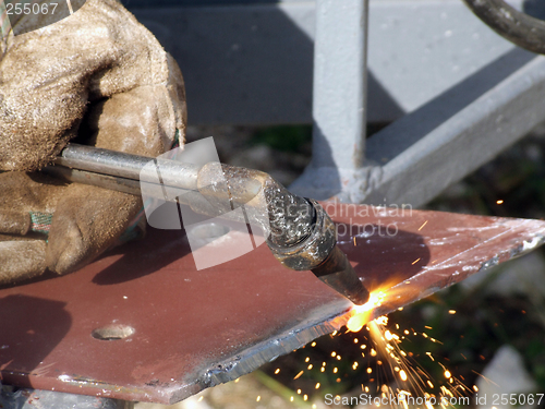 Image of Welder Welding at a Construction Site