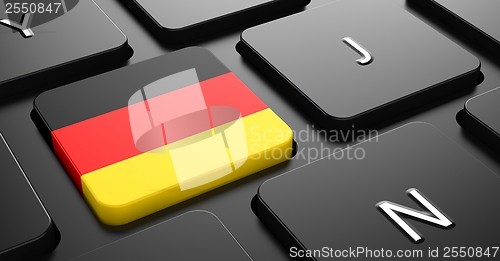 Image of Germany - Flag on Button of Black Keyboard.