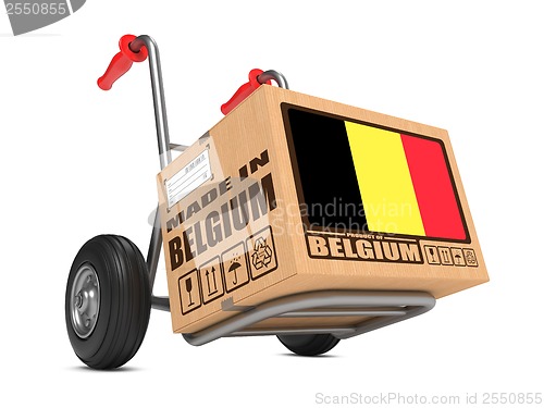 Image of Made in Belgium - Cardboard Box on Hand Truck.