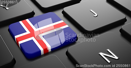 Image of Iceland - Flag on Button of Black Keyboard.