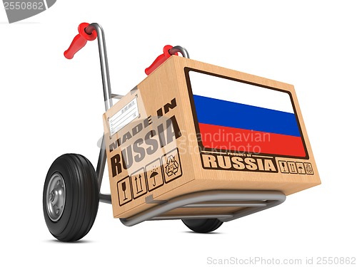 Image of Made in Russia - Cardboard Box on Hand Truck.