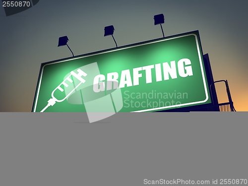 Image of Grafting - Billboard on the Sunrise Background.