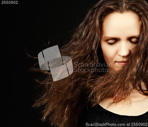 Image of attractive girl with closed eyes