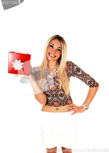 Image of Happy girl with present.