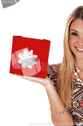 Image of Half girl with present.