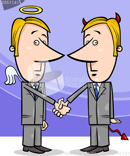 Image of angel and devil businessmen cartoon
