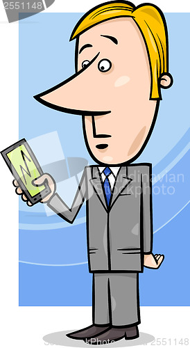 Image of businessman and graph on tablet pc