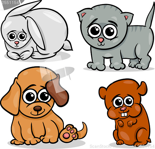 Image of cartoon cute pets animals set