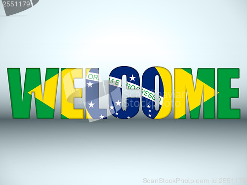 Image of Brazil Flag Welcome Soccer Letters Background