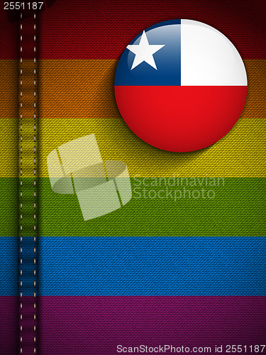 Image of Gay Flag Button on Jeans Fabric Texture Chile