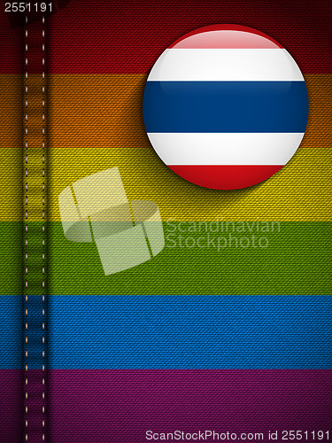 Image of Gay Flag Button on Jeans Fabric Texture Thailand