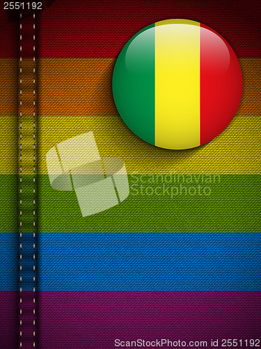 Image of Gay Flag Button on Jeans Fabric Texture Mali