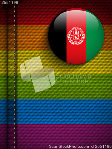 Image of Gay Flag Button on Jeans Fabric Texture Afghanistan