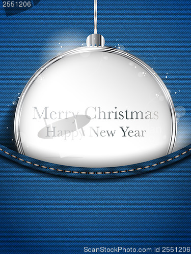 Image of Merry Christmas Happy New Year Ball Silver in Jeans Pocket