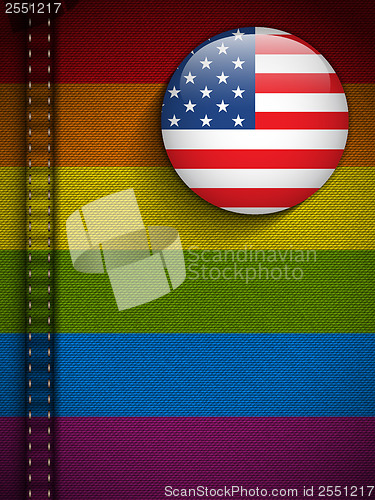 Image of Gay Flag Button on Jeans Fabric Texture Afghanistan