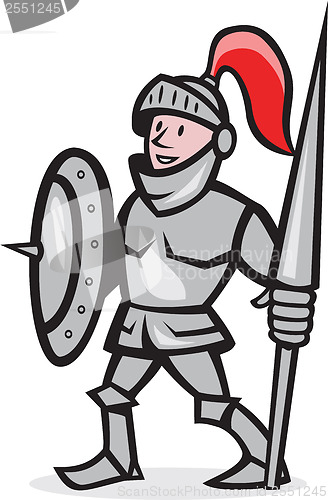 Image of Knight Shield Holding Lance Cartoon