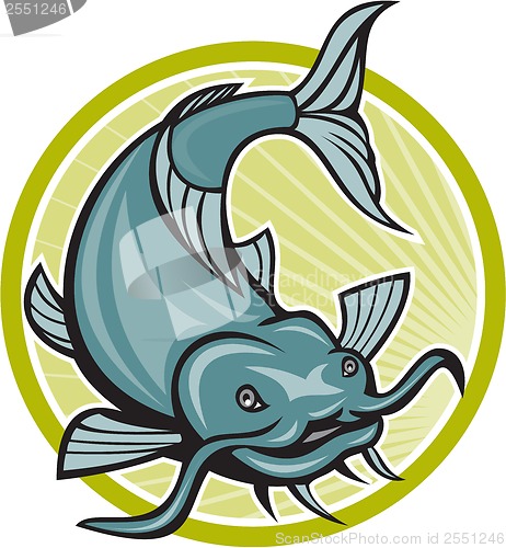 Image of Catfish Attacking Circle Cartoon