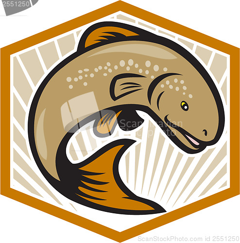 Image of Trout Jumping Cartoon Shield