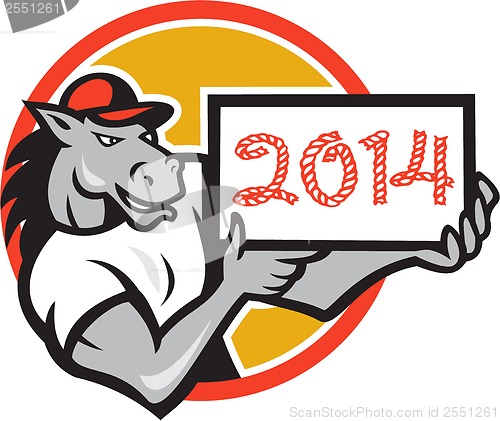 Image of Year of Horse 2014 Showing Sign Cartoon