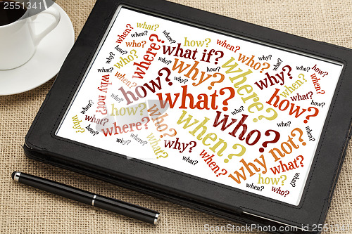 Image of questions on digital tablet