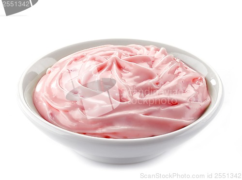 Image of Bowl of strawberry yogurt