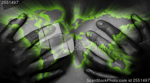 Image of Hands covering breasts