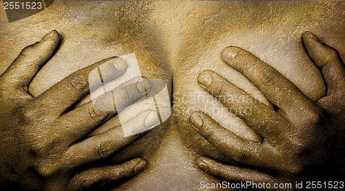 Image of Hands covering breasts