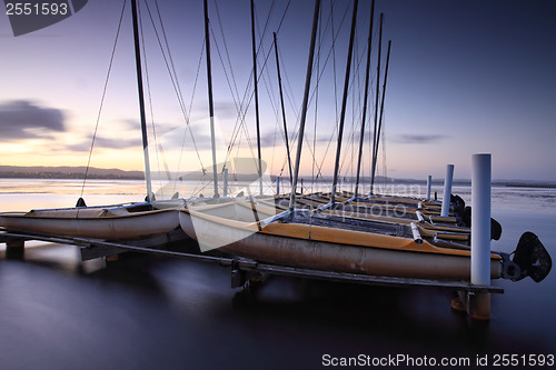 Image of Catamarans moored at Long Jetty, Australia