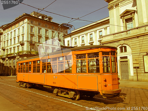 Image of Retro looking Vintage tram, Milan