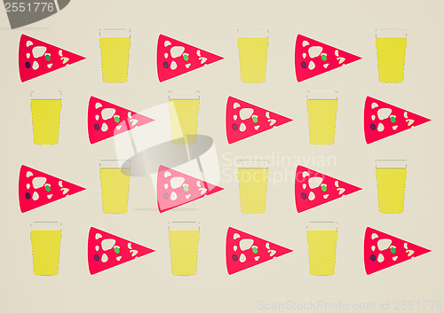 Image of Vintage look Beer and pizza