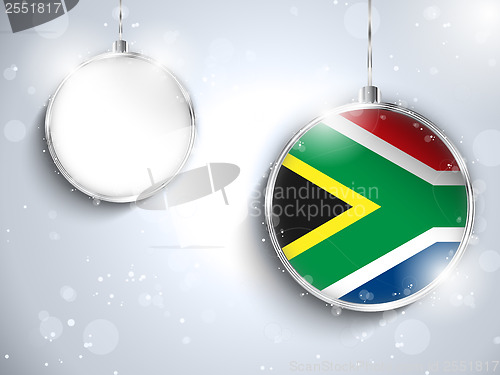 Image of Merry Christmas Silver Ball with Flag South Africa