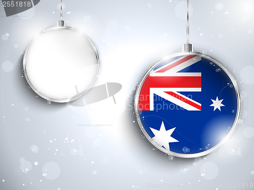 Image of Merry Christmas Silver Ball with Flag Australia
