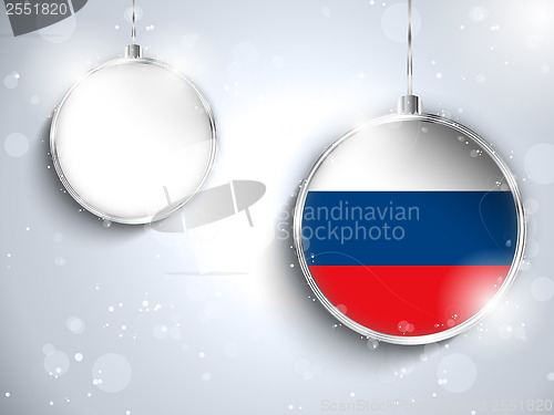 Image of Merry Christmas Silver Ball with Flag Russia