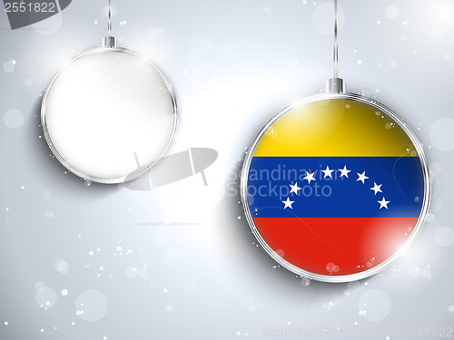 Image of Merry Christmas Silver Ball with Flag Venezuela