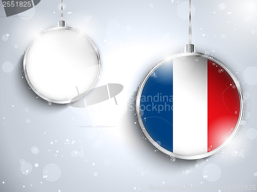 Image of Merry Christmas Silver Ball with Flag France