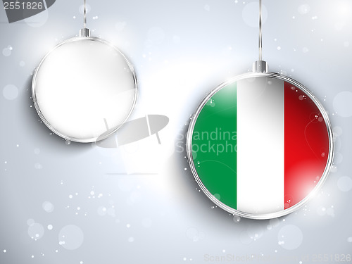 Image of Merry Christmas Silver Ball with Flag Italy