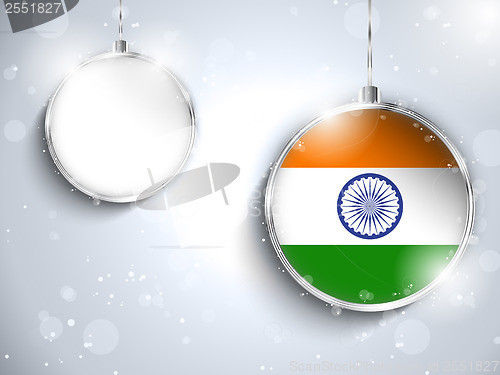 Image of Merry Christmas Silver Ball with Flag India