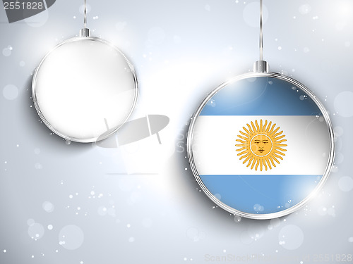 Image of Merry Christmas Silver Ball with Flag Argentina