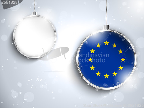 Image of Merry Christmas Silver Ball with Flag Europe