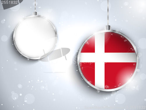 Image of Merry Christmas Silver Ball with Flag Denmark