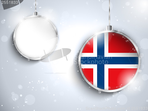 Image of Merry Christmas Silver Ball with Flag Norway